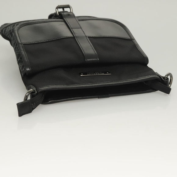 BURBERRY Nova Check Black Label Shoulder Bag Nylon Black Silver Auth BA3964