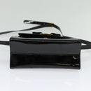 Salvatore Ferragamo Vala Hand Bag Patent leather 2way Black Gold Auth BA3968-11