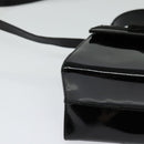 Salvatore Ferragamo Vala Hand Bag Patent leather 2way Black Gold Auth BA3968-12
