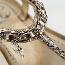 CHANEL COCO Mark Chain Strap Sandals Leather Gold CC Auth BA3976M-10