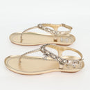 CHANEL COCO Mark Chain Strap Sandals Leather Gold CC Auth BA3976M-4