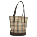 BURBERRY Nova Check Tote Bag Canvas Beige Silver Auth BA3977-1