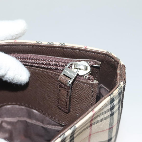 BURBERRY Nova Check Tote Bag Canvas Beige Silver Auth BA3977