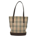 BURBERRY Nova Check Tote Bag Canvas Beige Silver Auth BA3977-2