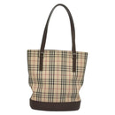 BURBERRY Nova Check Tote Bag Canvas Beige Silver Auth BA3977-3