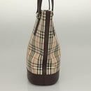 BURBERRY Nova Check Tote Bag Canvas Beige Silver Auth BA3977-4