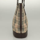 BURBERRY Nova Check Tote Bag Canvas Beige Silver Auth BA3977-5