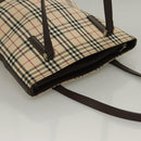 BURBERRY Nova Check Tote Bag Canvas Beige Silver Auth BA3977-6