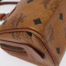 MCM Logogram Vicetos Mini Boston Bag PVC Leather Brown Gold Auth BA3978-16