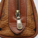 MCM Logogram Vicetos Mini Boston Bag PVC Leather Brown Gold Auth BA3978-10