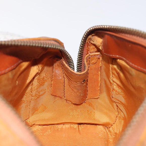 MCM Logogram Vicetos Mini Boston Bag PVC Leather Brown Gold Auth BA3978