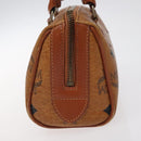 MCM Logogram Vicetos Mini Boston Bag PVC Leather Brown Gold Auth BA3978-3