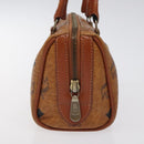 MCM Logogram Vicetos Mini Boston Bag PVC Leather Brown Gold Auth BA3978-4