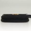 GUCCI Shoulder Bag Suede Leather Navy Gold Auth BA3980-11