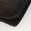 GUCCI Shoulder Bag Suede Leather Navy Gold Auth BA3980-14