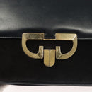 GUCCI Shoulder Bag Suede Leather Navy Gold Auth BA3980-16