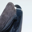 GUCCI Shoulder Bag Suede Leather Navy Gold Auth BA3980-20