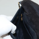 GUCCI Shoulder Bag Suede Leather Navy Gold Auth BA3980-21