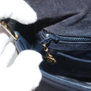 GUCCI Shoulder Bag Suede Leather Navy Gold Auth BA3980-22