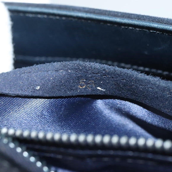 GUCCI Shoulder Bag Suede Leather Navy Gold Auth BA3980