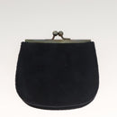 GUCCI Shoulder Bag Suede Leather Navy Gold Auth BA3980-25