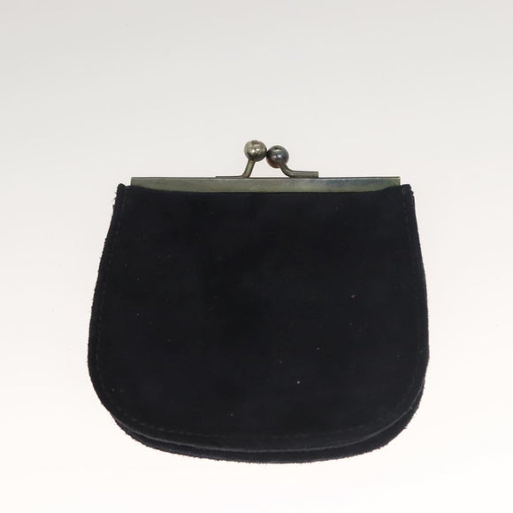 GUCCI Shoulder Bag Suede Leather Navy Gold Auth BA3980