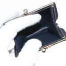 GUCCI Shoulder Bag Suede Leather Navy Gold Auth BA3980-27