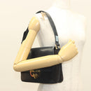 GUCCI Shoulder Bag Suede Leather Navy Gold Auth BA3980-28