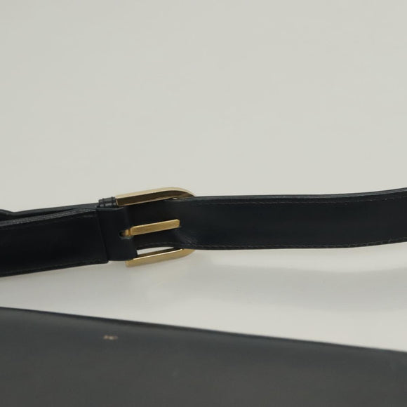 GUCCI Shoulder Bag Suede Leather Navy Gold Auth BA3980