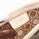 Salvatore Ferragamo Gancini Pouch Vinyl Brown Silver Auth BA3982-13