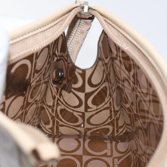 Salvatore Ferragamo Gancini Pouch Vinyl Brown Silver Auth BA3982