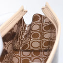 Salvatore Ferragamo Gancini Pouch Vinyl Brown Silver Auth BA3982-16