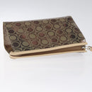 Salvatore Ferragamo Gancini Pouch Vinyl Brown Silver Auth BA3982-6