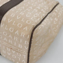 BVLGARI Logo Mania Tote Bag Canvas Beige Auth BA3987-15
