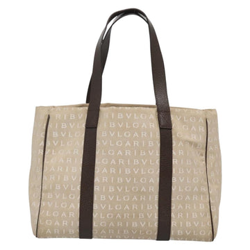 BVLGARI Logo Mania Tote Bag Canvas Beige Auth BA3987 - 0