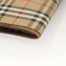 Burberrys Nova Check Document Case Clutch Bag Canvas Beige Gold Auth BA3988-10