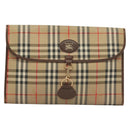 Burberrys Nova Check Document Case Clutch Bag Canvas Beige Gold Auth BA3988-2