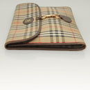 Burberrys Nova Check Document Case Clutch Bag Canvas Beige Gold Auth BA3988-5