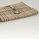 Burberrys Nova Check Document Case Clutch Bag Canvas Beige Gold Auth BA3988-6