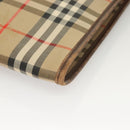 Burberrys Nova Check Document Case Clutch Bag Canvas Beige Gold Auth BA3988-9