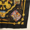 HERMES Carre 90 Scarf ""LES TAMBOURS"" Silk Black Auth BA3989-10