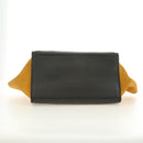 CELINE Trapeze Hand Bag Leather 2way Navy Gold Auth BA400-8