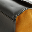 CELINE Trapeze Hand Bag Leather 2way Navy Gold Auth BA400-16
