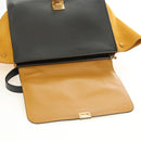 CELINE Trapeze Hand Bag Leather 2way Navy Gold Auth BA400-10