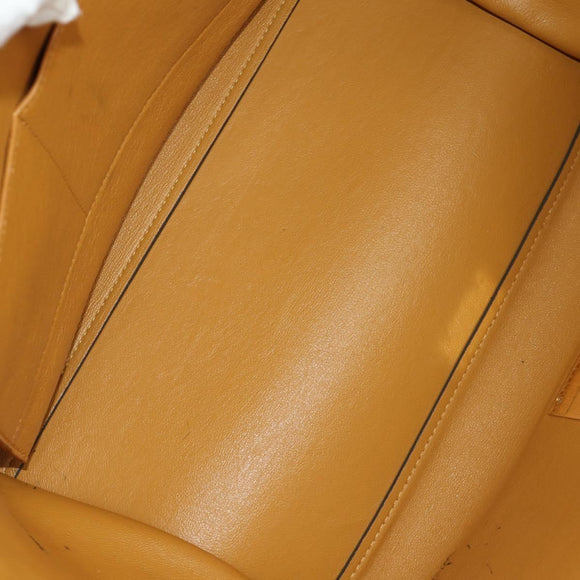 CELINE Trapeze Hand Bag Leather 2way Navy Gold Auth BA400