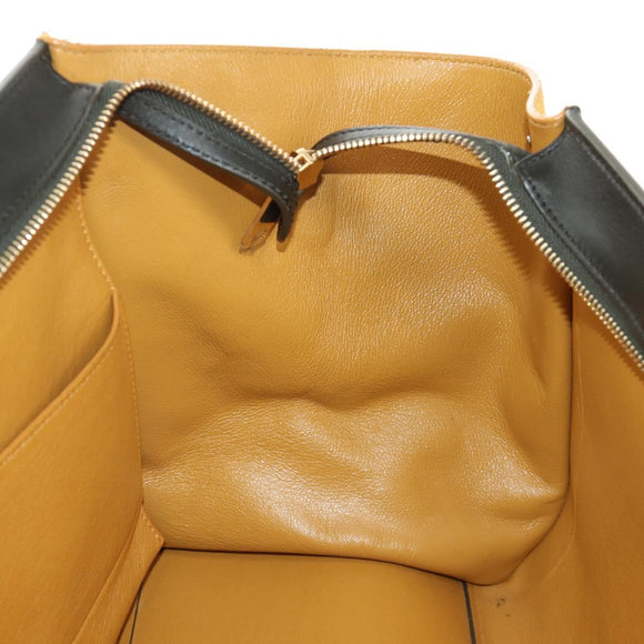 CELINE Trapeze Hand Bag Leather 2way Navy Gold Auth BA400