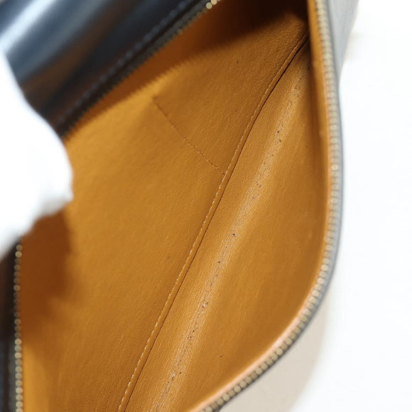 CELINE Trapeze Hand Bag Leather 2way Navy Gold Auth BA400