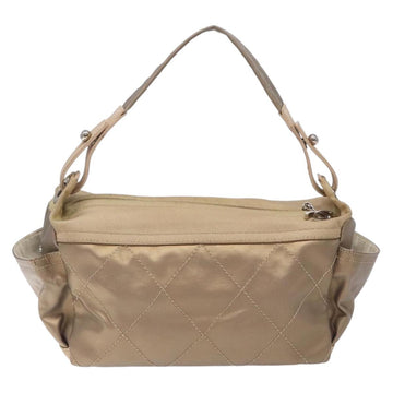 CHANEL Paris Biarritz Shoulder Bag Coated Canvas Beige Silver CC Auth BA4004 - 0