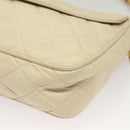 CHANEL Matelasse Chain Shoulder Bag Lamb Skin White Gold CC Auth BA4005-11