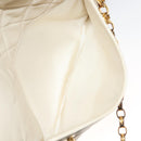 CHANEL Matelasse Chain Shoulder Bag Lamb Skin White Gold CC Auth BA4005-20